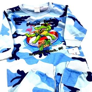 Myrtle Beach SC Baby One Piece 14/18lbs Boys Stayin Cool Gator Snap Buttons Blue